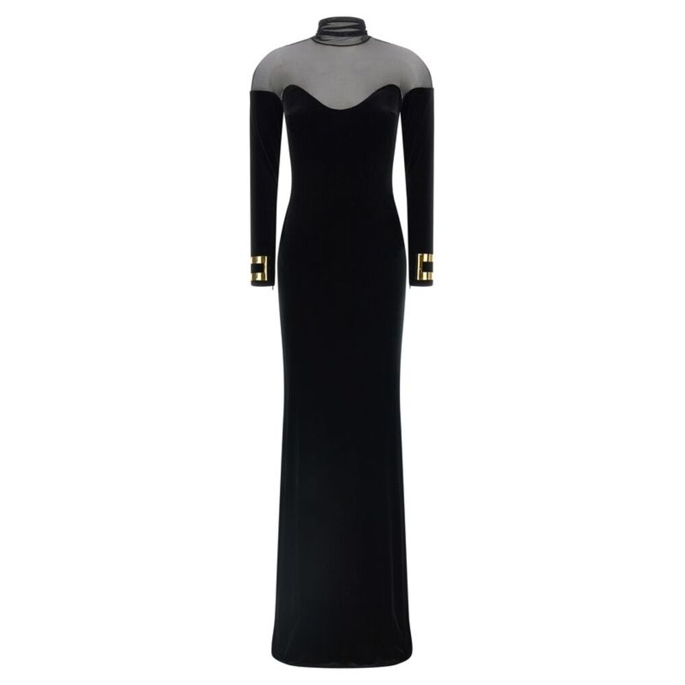 Elisabetta Franchi Black Polyester Long Women's Dress